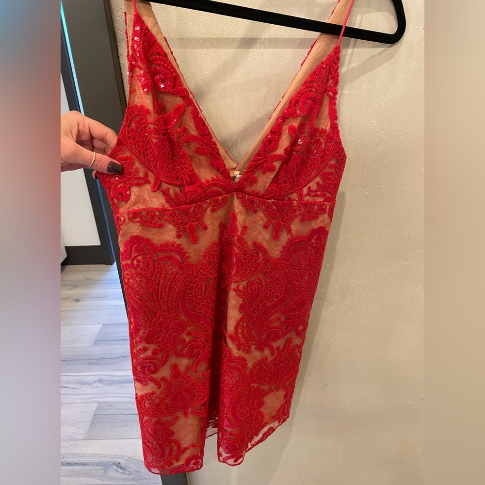 Red Free People Dress with red Sequence